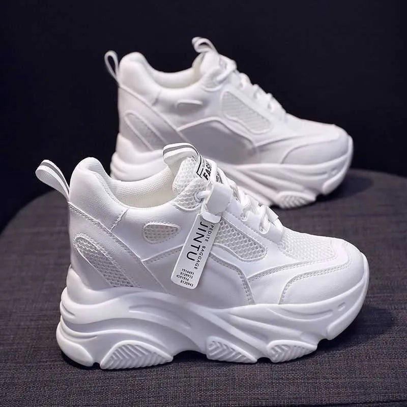 Women's black mesh platform casual shoes with hollow-out design and toe holder styling