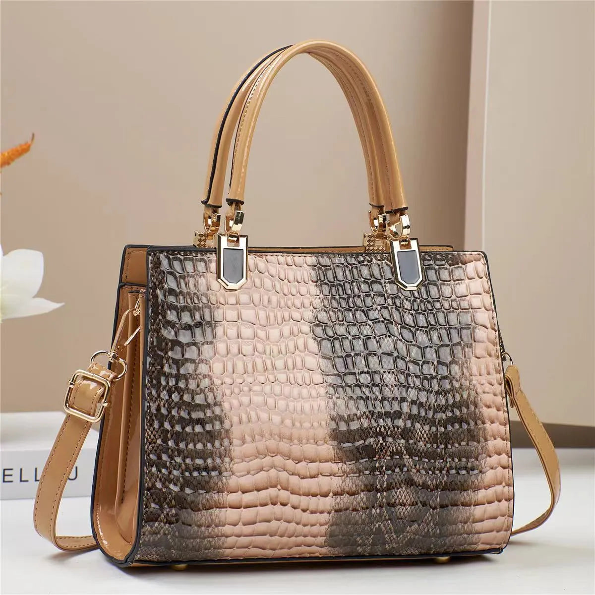 Large capacity PU women's one shoulder mum bag in horizontal square shape with internal compartments