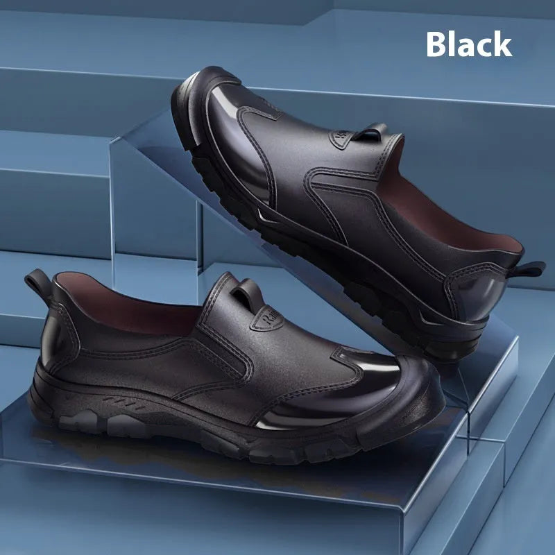 Korean style short tube PVC rain boots with non-slip plastic sole in multiple colour options