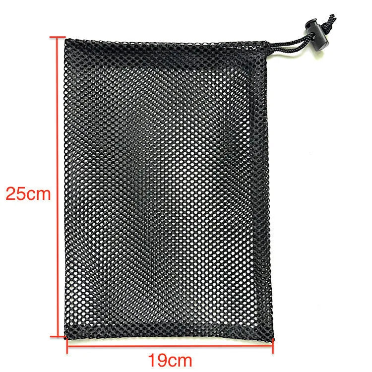 Black mesh drawstring storage bag for children's water ball toys in three available sizes