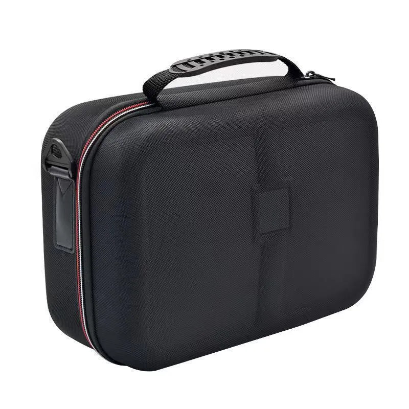 Black EVA game console accessory storage bag showing two size options for controllers and cables.