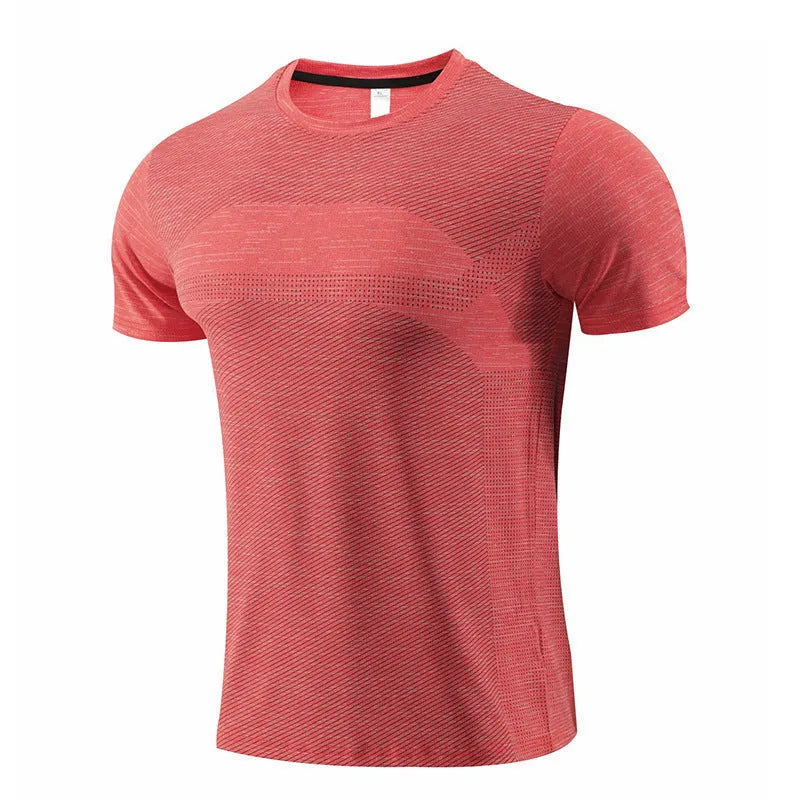Polyester spandex short sleeve sports t-shirt for running and basketball in red colour