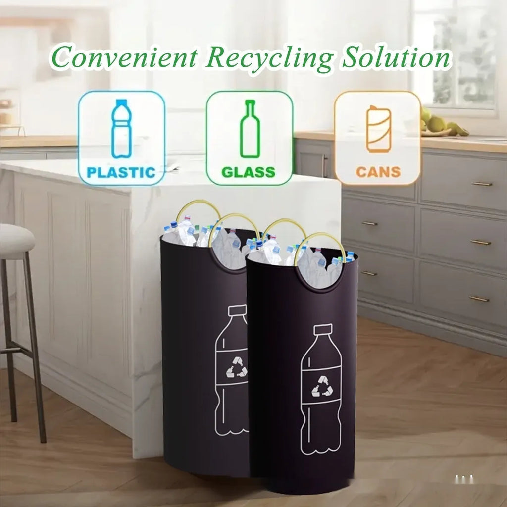 Round portable trash can measuring 38x72cm with removable plastic bag