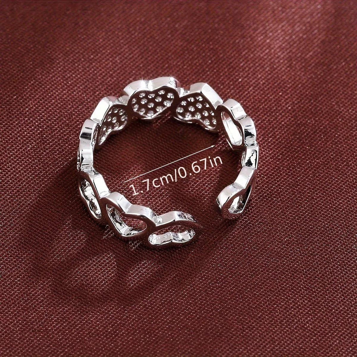 Geometric love heart couples ring with adjustable opening in gold and silver colours