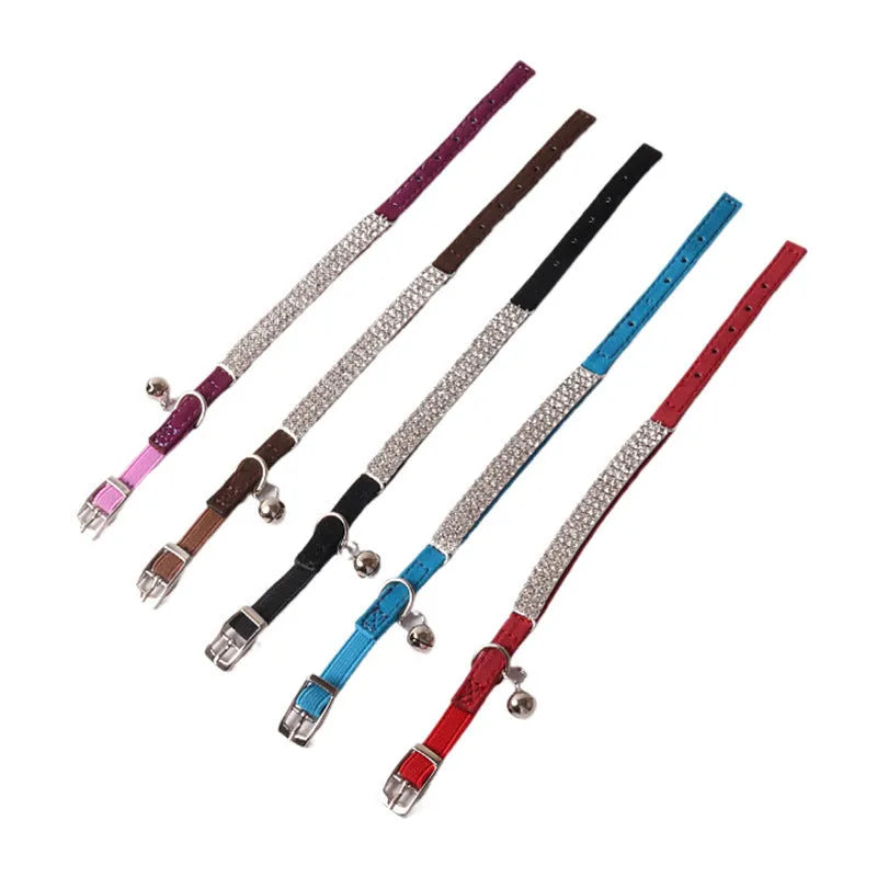 Elastic buckle cat collar in assorted colours with breakaway clasp, showing flocked material texture