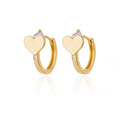 Simple zircon heart-shaped ear studs with titanium steel construction and 18K gold-plated ear clips