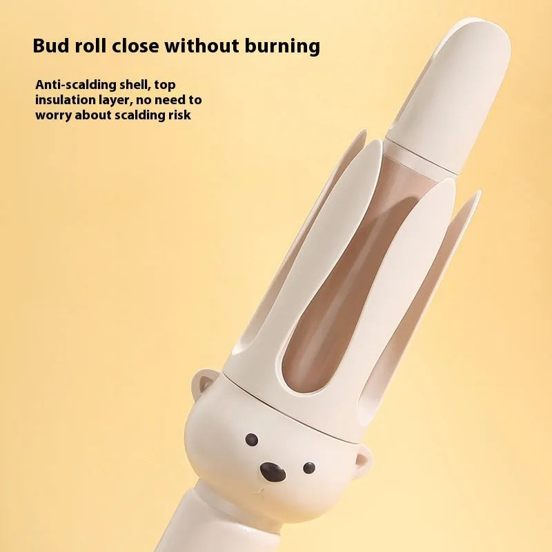 Beige automatic hair curler with anion technology and wired UK plug