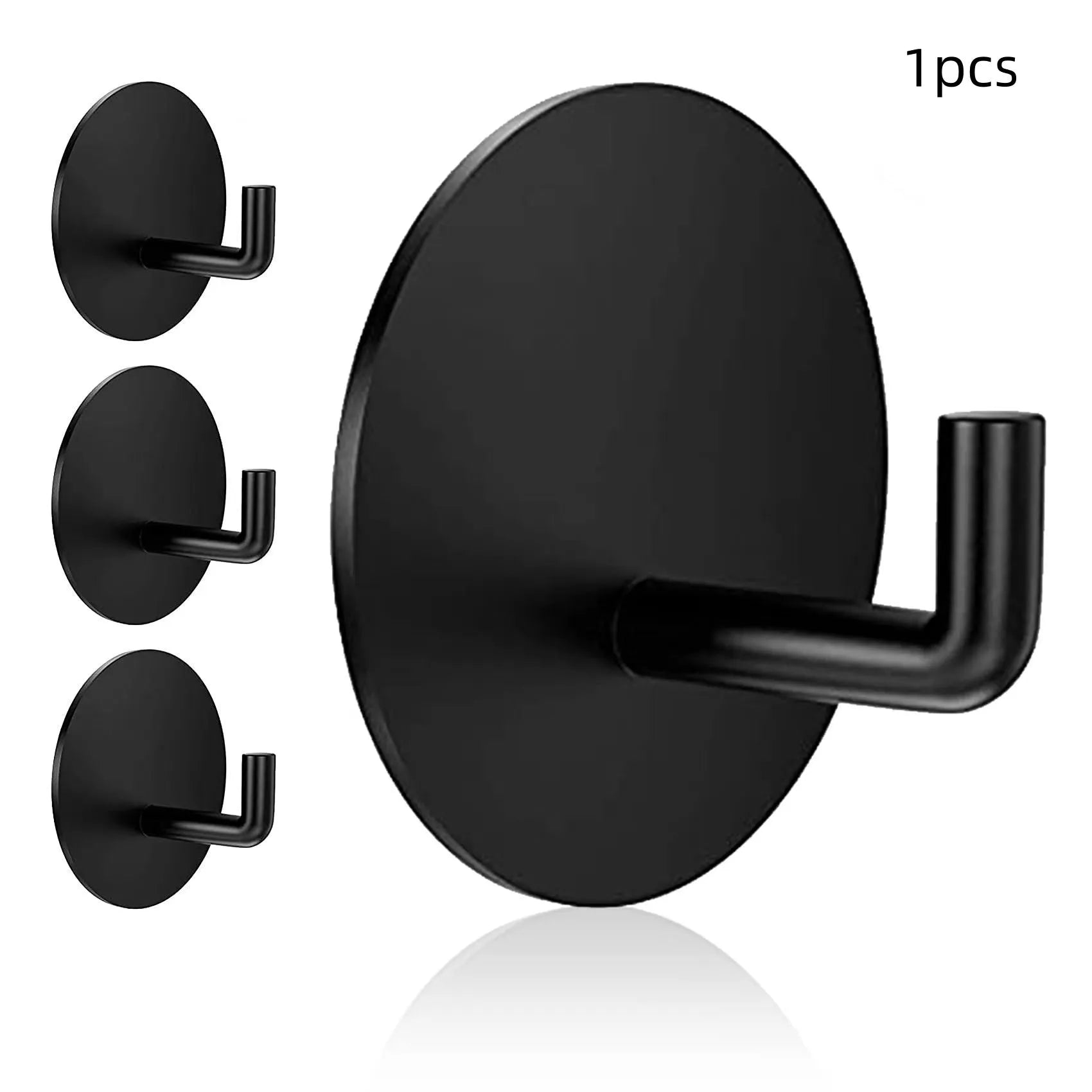 Stainless steel self-adhesive hook in black and polished finishes with 3kg load capacity