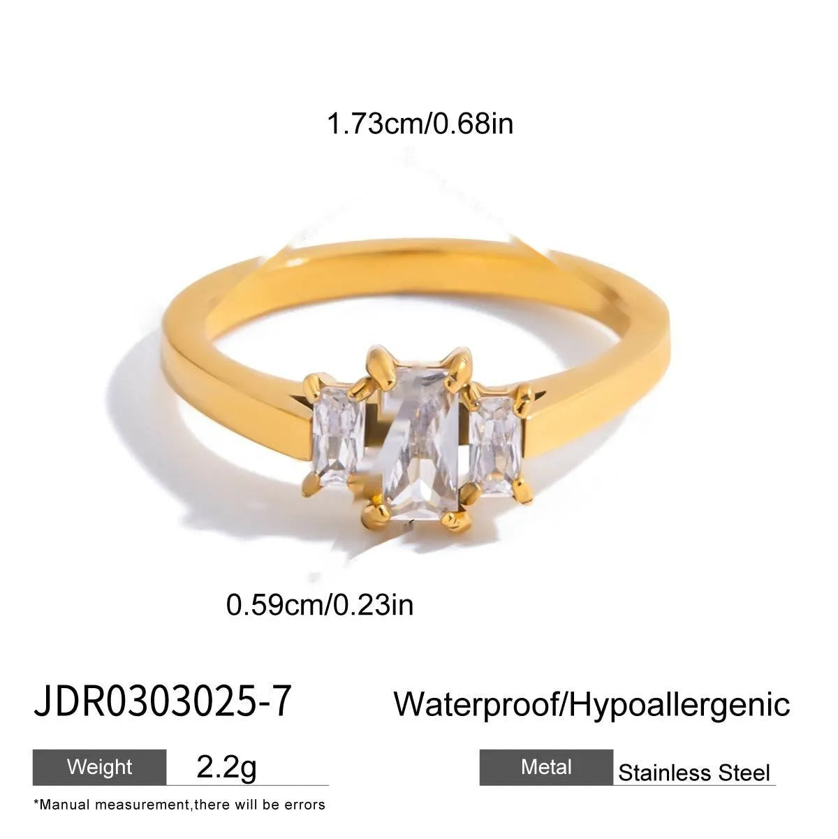 Geometry design titanium steel zircon ring on a hand, showing stainless steel band and contemporary styling.