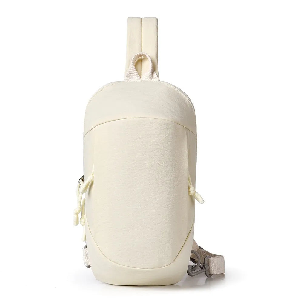Outdoor crossbody bag in nylon fabric with mobile phone compartment, shown in army green colour
