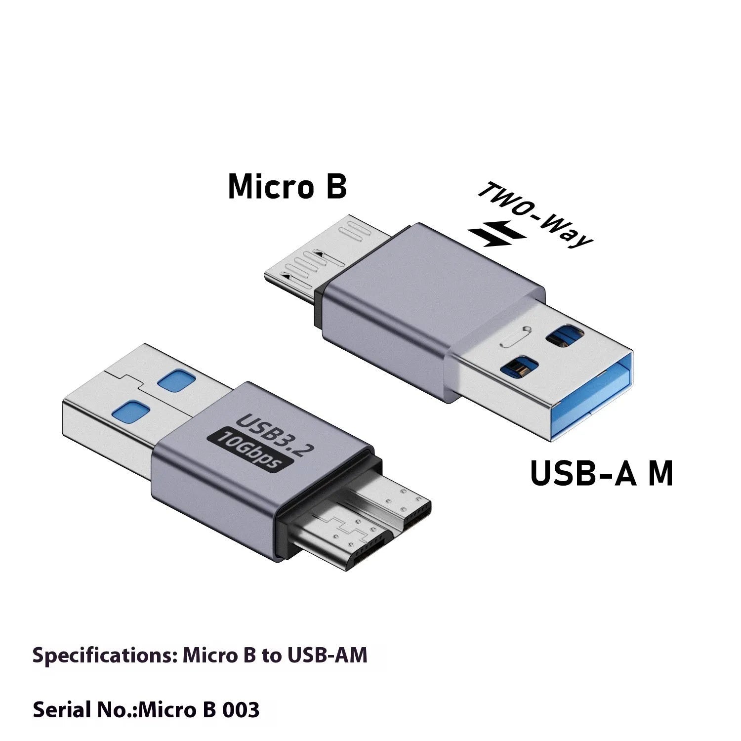 USB AM to Micro-B adapter cable with computer adapter for Micro 001-004 interface devices