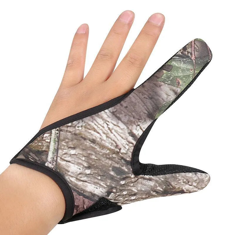 Two-finger fishing glove with microfiber palm and diving cloth backing