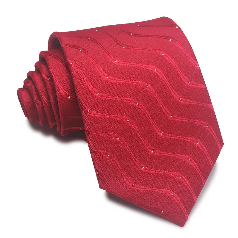 8cm wide polyester jacquard tie with striped pattern in arrow shape for business wear