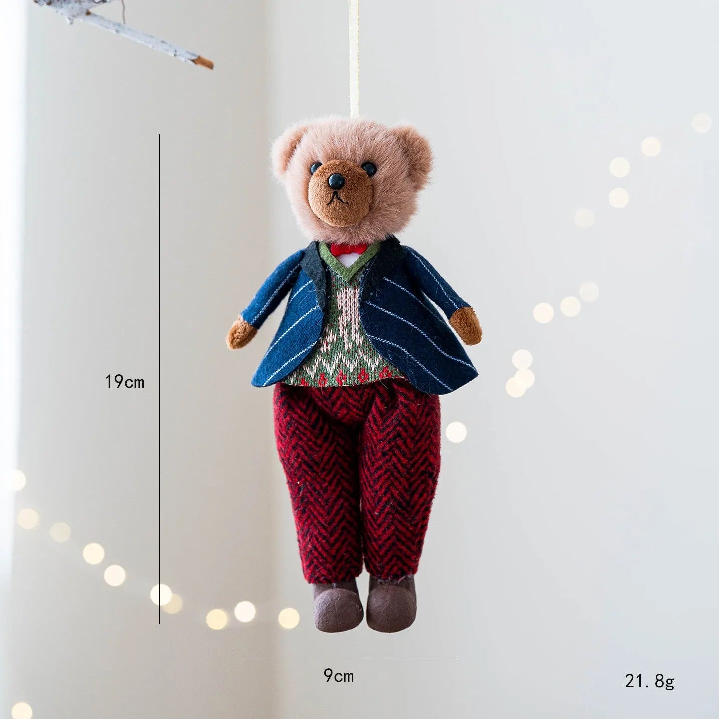 Gentleman and princess plush bear doll couple in matching cotton suit plaid fabric