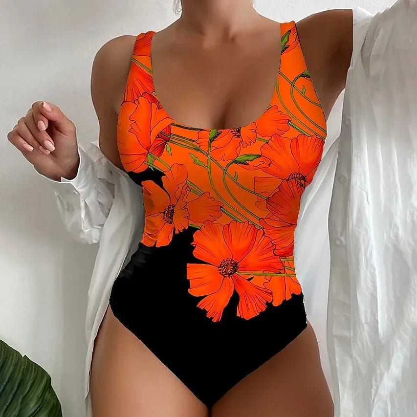 Women's 3D printed one-piece swimsuit in Lycra blend fabric available in multiple colours and sizes