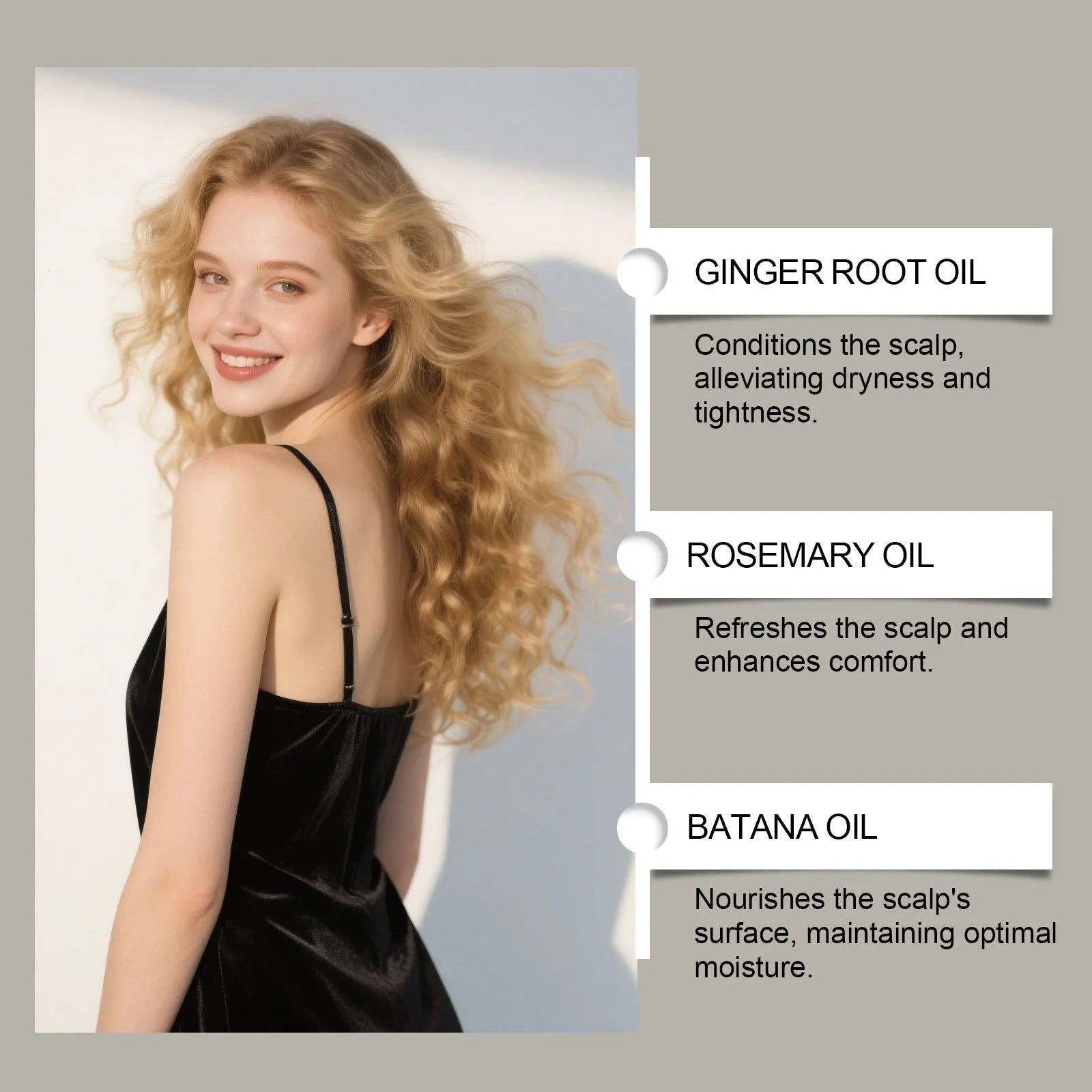 120ml bottle of scalp massage hair oil with ginger, rosemary and Platthana essential oils