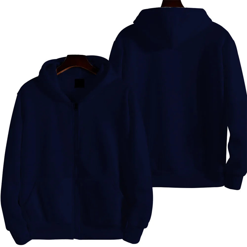 Men's loose fit solid colour sports zipper jacket in polyester spandex fabric