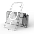 Transparent magnetic phone case for iPhone 17 series showing clear TPU construction with magnetic ring