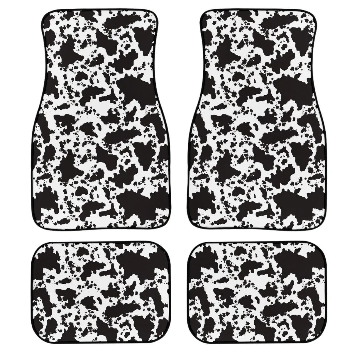 Black printed rubber car foot mat set with 20mm thickness and waterproof polyester lining