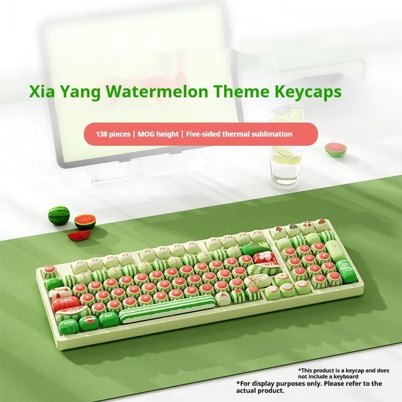 Watermelon theme sublimation printed PBT mechanical keyboard key caps with mushroom type design