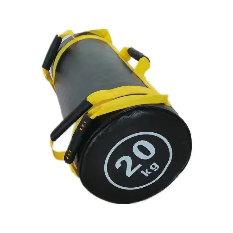 PVC fitness training sandbag in flat white leather finish with weight options from 5kg to 30kg