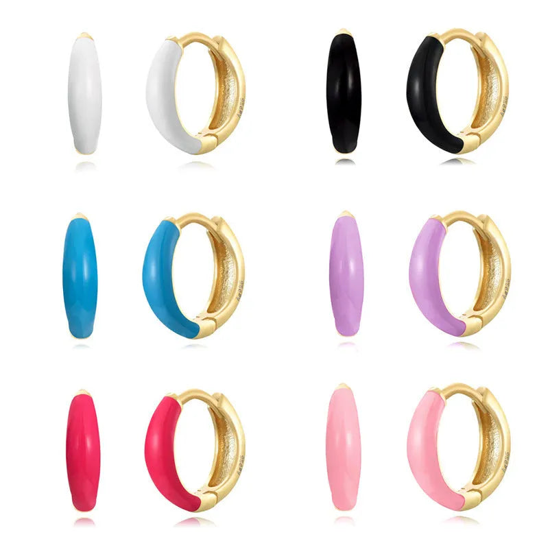 Epoxy oval curved earrings with geometric U-shaped design in seven colour options