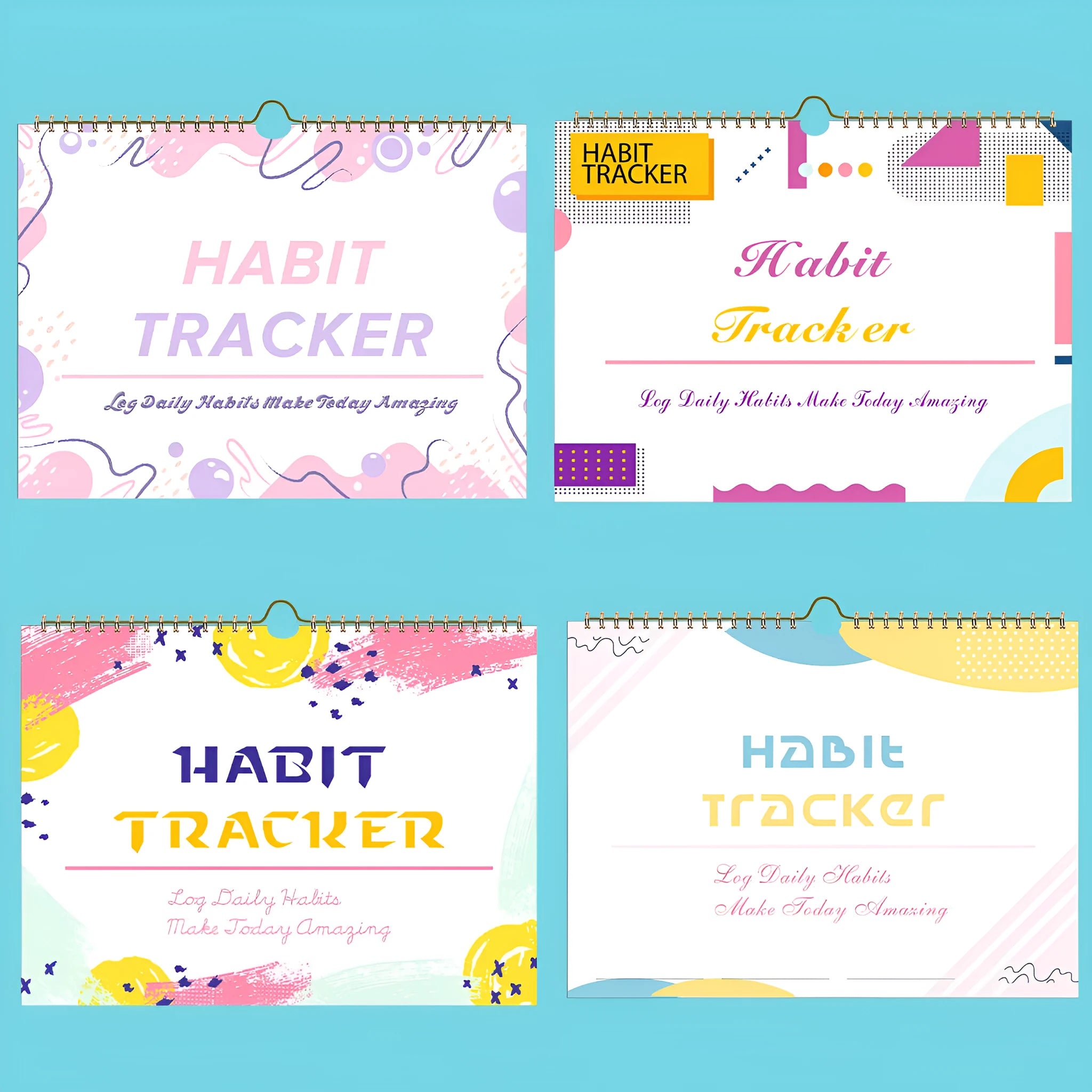 English habit tracking book with 12 pages measuring 21cm by 28cm