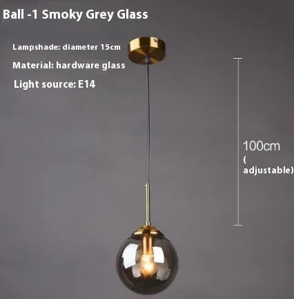 Modern round glass ball chandelier with Nordic design for living room or dining room