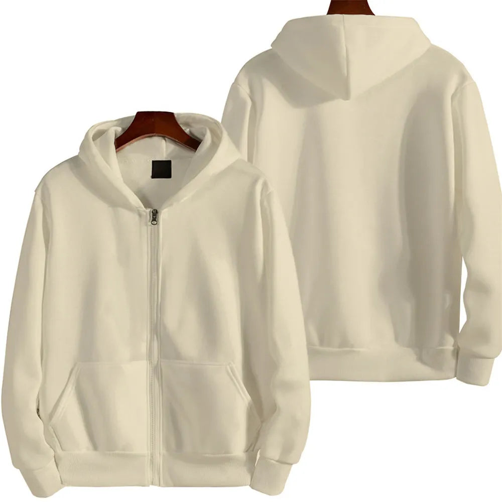 Men's loose fit solid colour sports zipper jacket in polyester spandex fabric