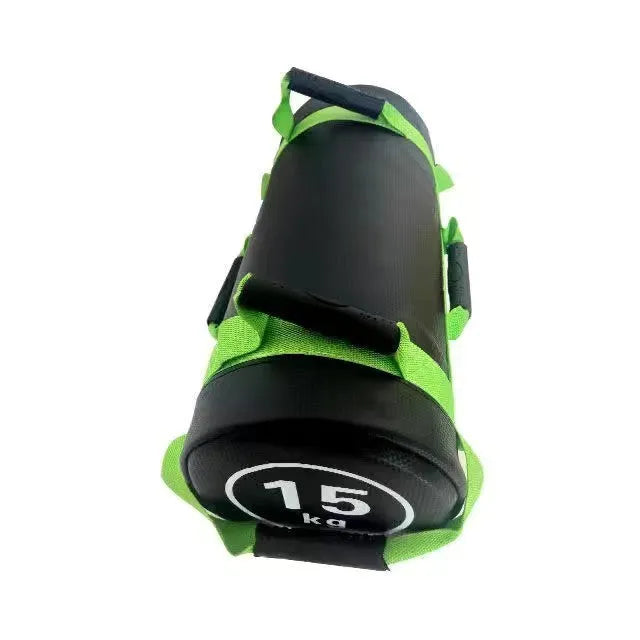 PVC fitness training sandbag in flat white leather finish with weight options from 5kg to 30kg