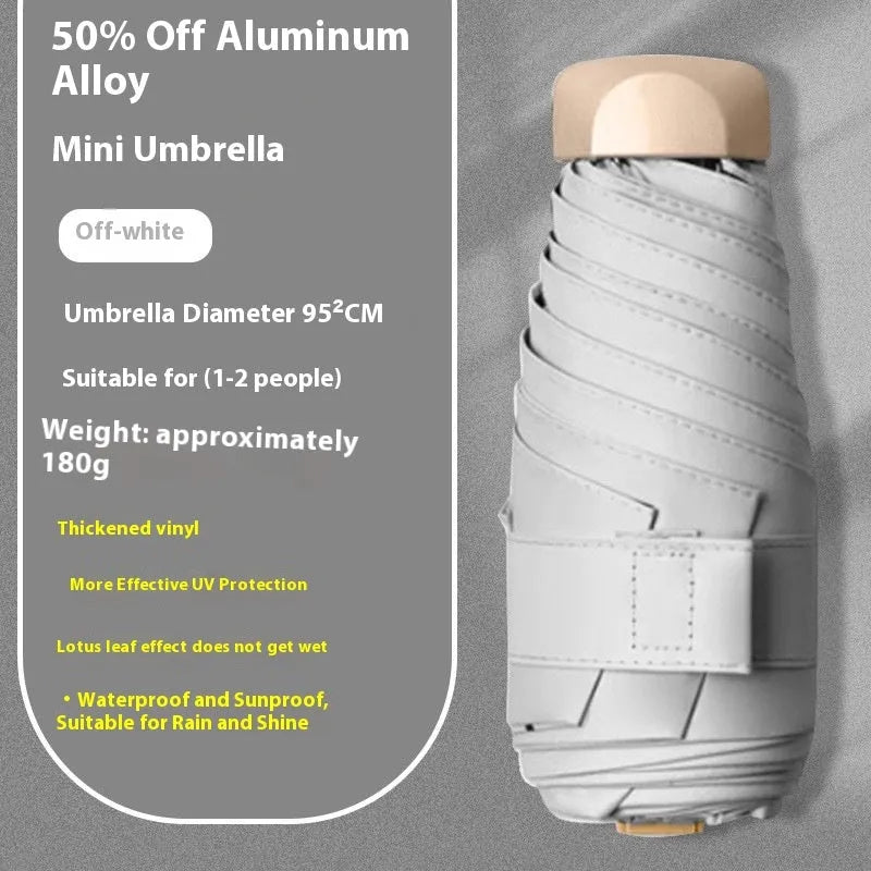 Five-fold gradient vinyl mini sun umbrella open showing colour and alloy frame