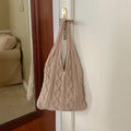 Women's retro crochet shoulder bag in solid colour with double straps and polyester lining