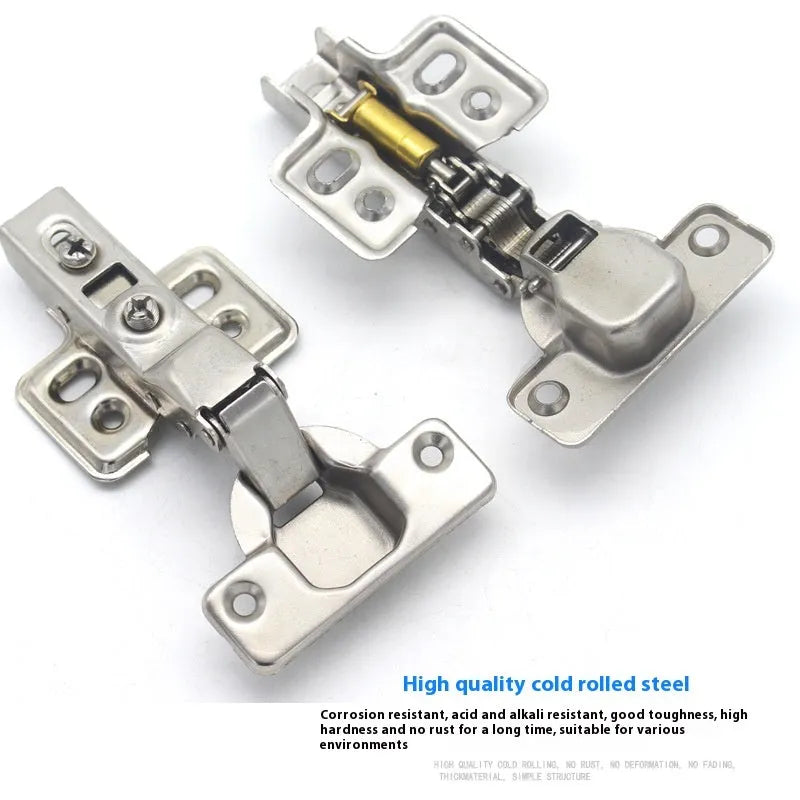 Thickened cold rolled steel hydraulic hinge with nickel plating in straight, middle, and big bend styles.