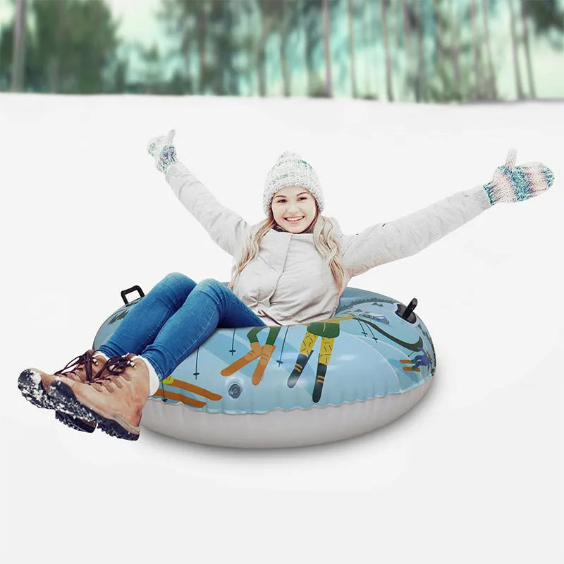 Creative printed PVC ski ring for winter outdoor activities in three colour designs