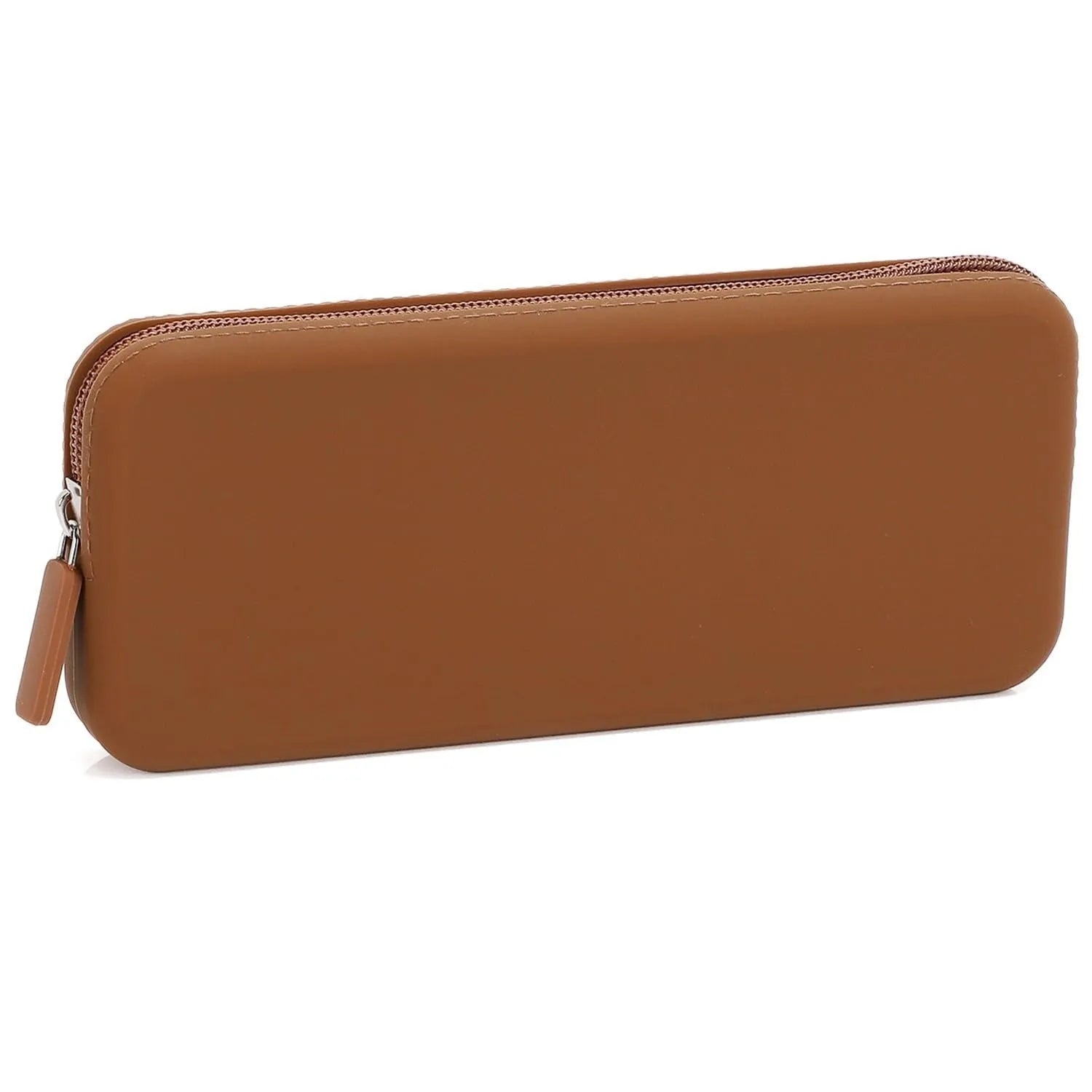 Silicone makeup brush storage bag in various colours showing compact 20x8x2.5cm dimensions
