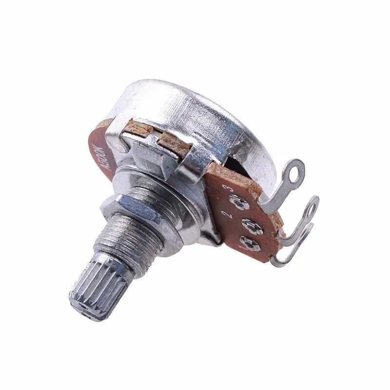 Metal electric guitar potentiometer knob with colour-coded resistance markings