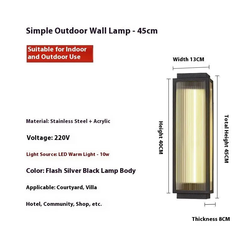 Stainless steel outdoor wall lamp with waterproof rating for garden installation