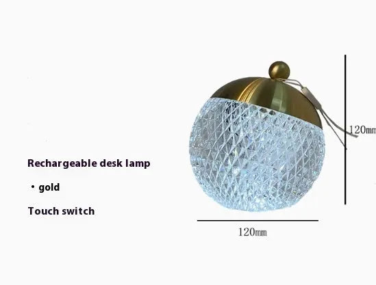 Modern spherical desk lamp in chrome colour with touch dimmable control