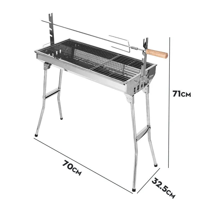 Stainless steel portable barbecue oven with flip design and charcoal stove