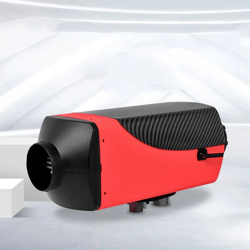 Diesel air heater kit with fuel tank, pump, and pipes for truck or van cabin heating.