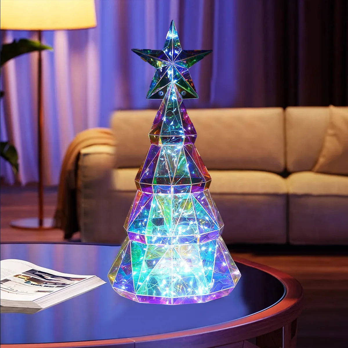 Colourful Christmas tree light decoration with cartoon styling measuring 20cm height