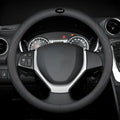 Black steering wheel cover with Napa leather texture for Suzuki cars