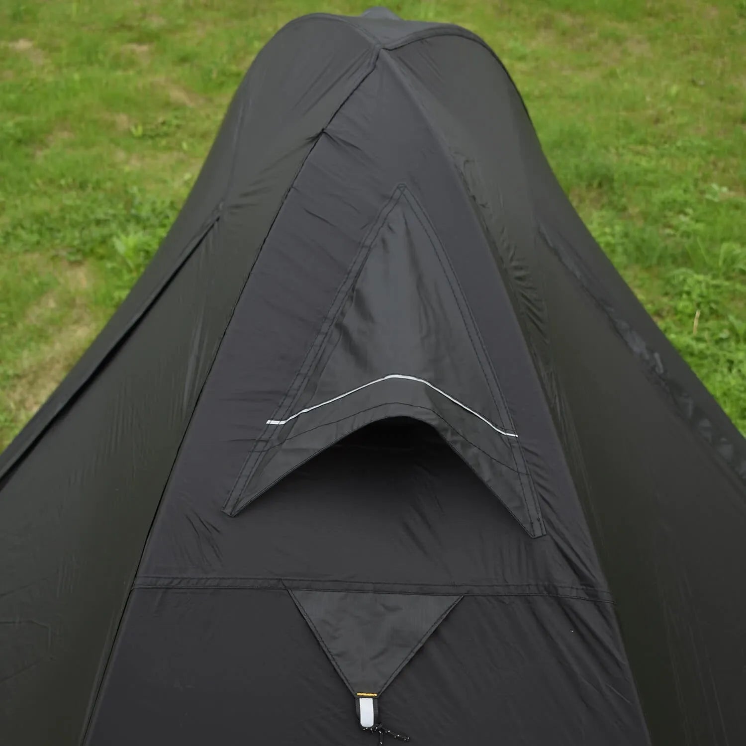 Single person double-layer hiking tent with aluminium poles, shown in a choice of red, black, or orange colours.