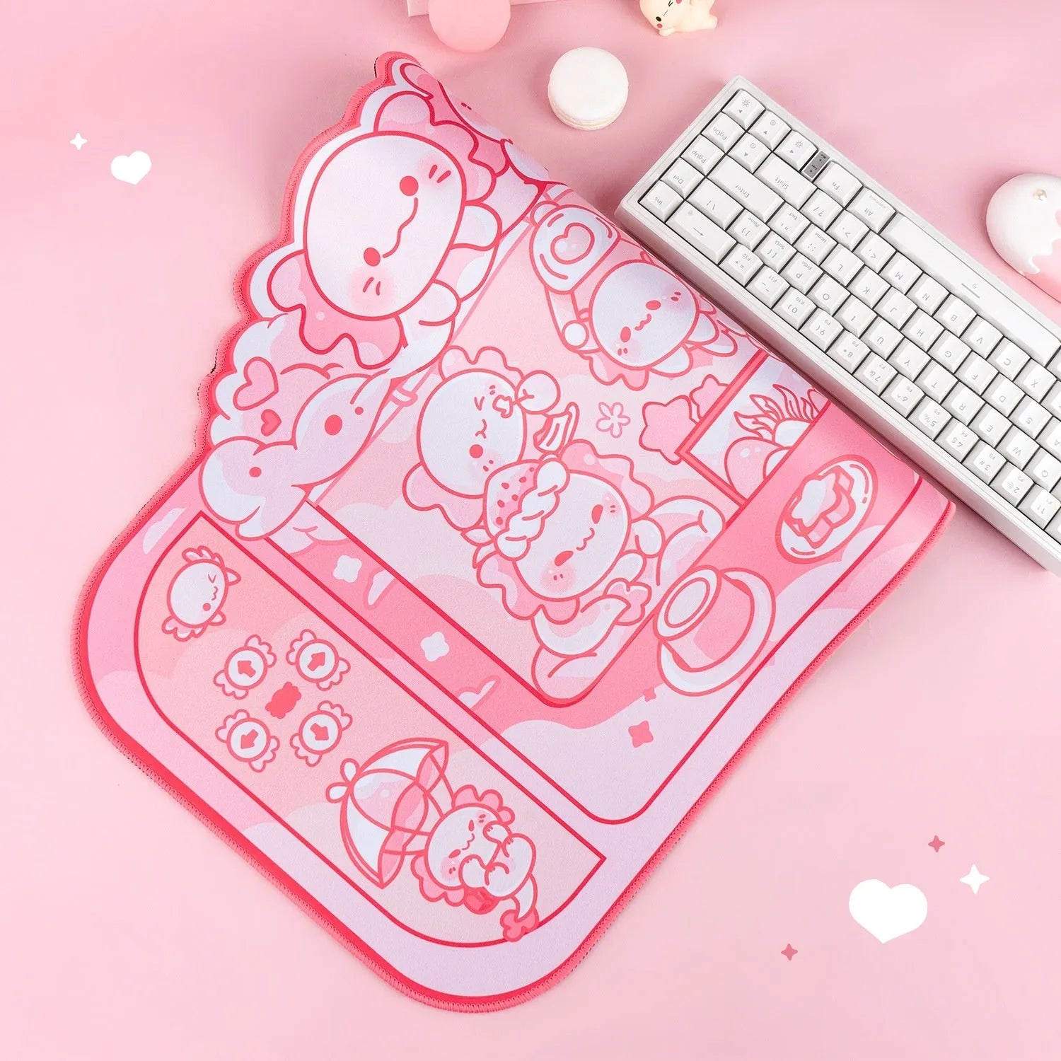 Hexagonal dragon crane machine pattern mouse pad measuring 75×40cm with cloth surface and wrist support