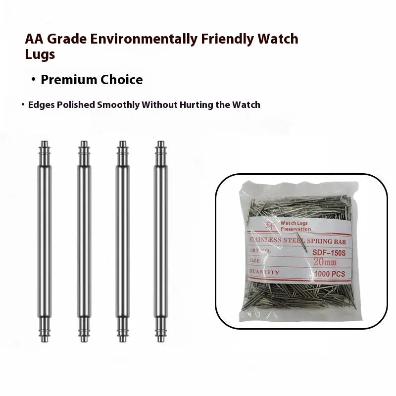 Watch bolt auricular needle spring shaft for repair, available in sizes 21mm to 26mm.
