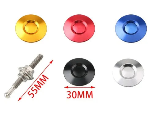 30mm diameter aluminium car cover lock in five colour options: silver, black, gold, blue, and red.