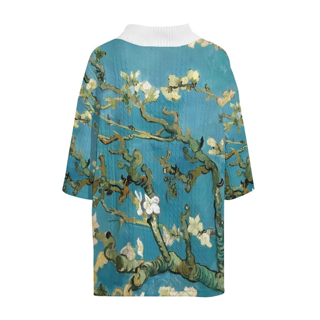Men's peacock blue 3D printed knitted shorts suit with matching top and mid-length trousers