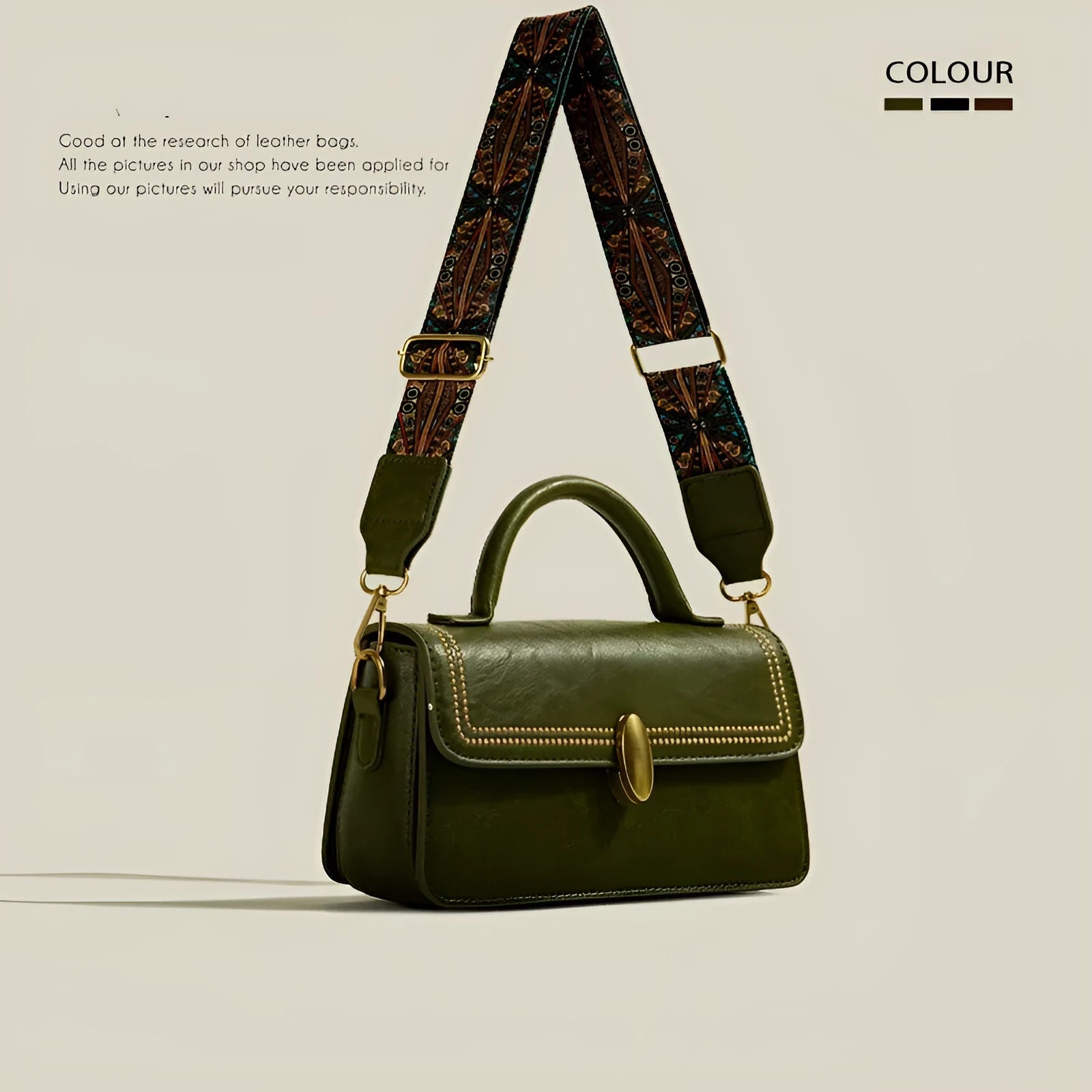 Retro textured women's messenger bag in PU leather with multiple internal pockets and shoulder strap