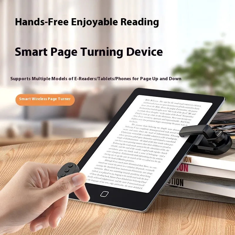 Wireless page turner remote control with handheld clicker for tablets and e-readers in black colour