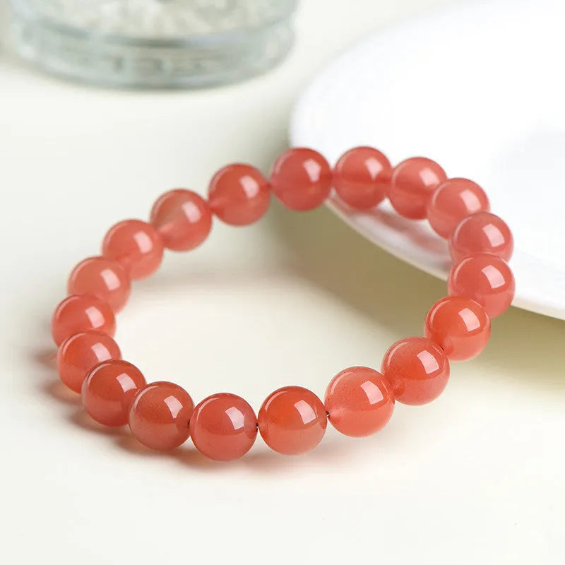 Natural South red cherry red agate bracelet showing scattered beads design